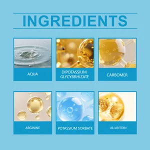 Detaillierte Inhaltsstoffansicht mit aktiven Elementen wie Wasser, Carbomer und Allantoin.