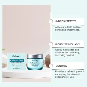 Feimuko Poudre dentaire au collagène 50g nettoyage profond haleine fraîche soin quotidien