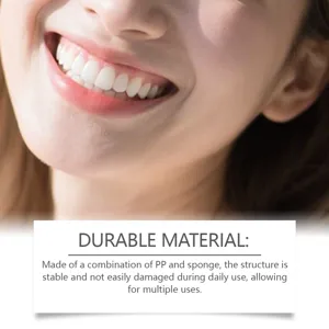 Portable teeth cleaning eraser detail showing durable PP and sponge material for daily use.