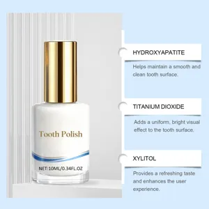 Gros plan sur le vernis dentaire à l'hydroxyapatite pour une surface dentaire propre.
