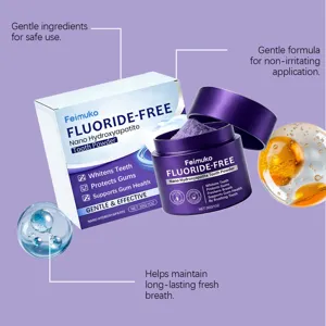 Poudre dentaire nano hydroxyapatite sans fluor Feimuko pour un nettoyage doux et frais