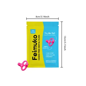Feimuko hands-free dental floss tool with portable pouch package, daily oral care essential.