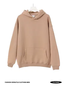 Winter heavy fleece hooded sweatshirt for men, loose casual pullover hoodie with pocket.