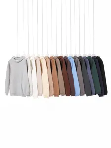 Men's Heavyweight Fleece Lined Hooded Sweatshirt Casual Solid Color Drop Shoulder Pullover Hoodie Winter Streetwear