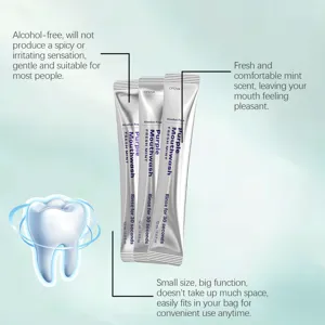 Portable mint mouthwash travel size individual liquid packets fresh breath fresh clean