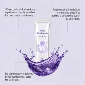 Portable purple mouthwash stick for fresh breath, gentle formula and quick rinse, 12ml.