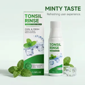 Mouthwash detail view showcasing refreshing mint and ice elements for daily breath care.