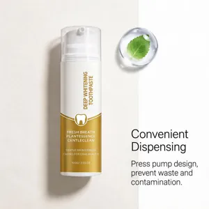 Deep clean whitening toothpaste with convenient pump dispenser, plant essence, oral care daily.