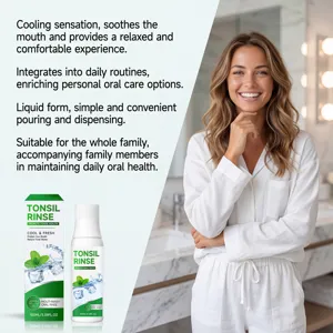 Mint mouthwash detail showing liquid formula, fresh breath benefits and daily oral care use.
