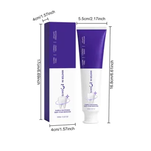 Purple teeth whitening toothpaste 100g with deep stain remover formula for fresh breath.