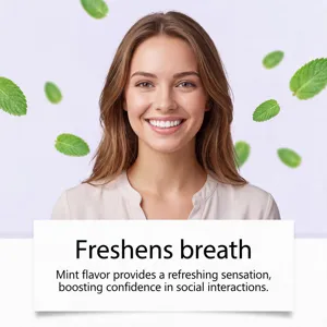 Refreshing mint mouthwash detail view showcasing breath-freshening benefits and clean feel.