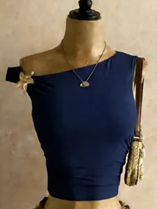 Top corto monospalla da donna estate slim tinta unita versatile trendy alla moda elegante