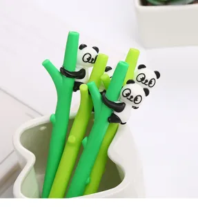 Carine penne gel panda a forma di bambù nel supporto, bellissima cancelleria scolastica carina.