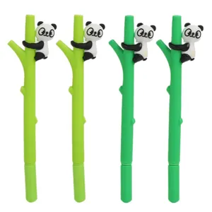 Set cancelleria penna gel panda carino, design creativo in bambù penne inchiostro nero.