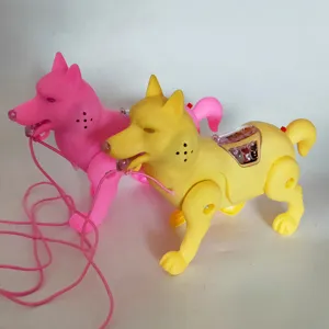 Details of the electric puppy pull-string toy, featuring glowing back and walking pet design.