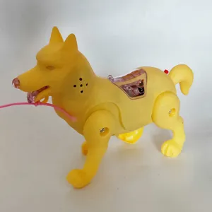 Electric walking puppy toy with pull string and glowing design for kids and night market stalls.