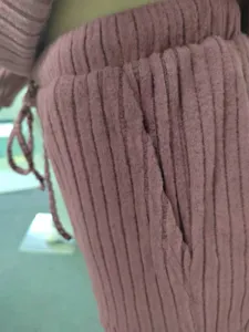 Γυναικείο ριγέ βουρτσισμένο σετ loungewear λεπτομερής όψη, άνετο casual δύο τεμαχίων
