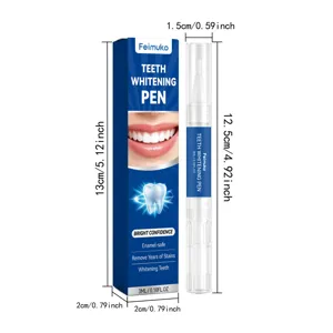 Stylo blanchissant pour dents Feimuko avec boîte, gel sûr 3ml pour sourire éclatant.