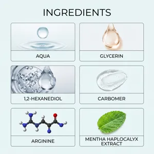 Oralhoe tongue cleaning gel ingredient detail infographic showing key formula components clearly.