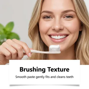 Gentle mint toothpaste and soft toothbrush set for daily oral care, fresh breath and clean teeth.