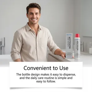 Feimuko whitening mouthwash, portable bottle design for fresh breath and surface stain removal.