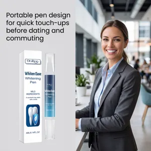 Portable teeth whitening pen with mild formula for quick daily touch-ups and clean smile.