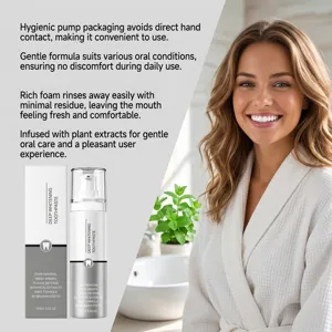 Nahaufnahme der Pump-Zahncreme mit hygienischem Design, sanfter Formel und Schaum.