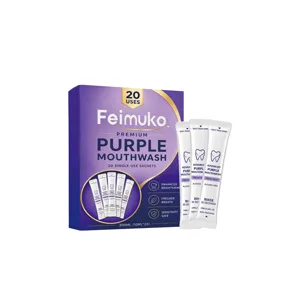 Feimuko purple mouthwash 200ml, 20 single-use sachets for fresh breath and bright teeth.