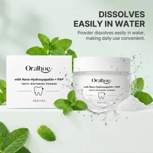 Oralhoe teeth whitening powder 30g with nano hydroxyapatite and PAP for clear fresh smile.