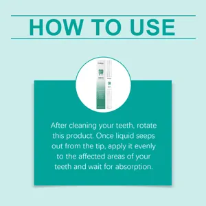 Oralhoe teeth repair pen detail usage instruction graphic showing 2ml liquid applicator.