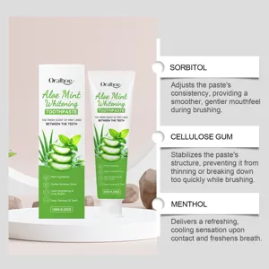 Oralhoe aloe mint whitening toothpaste 120g herbal plant extract fresh breath clean teeth