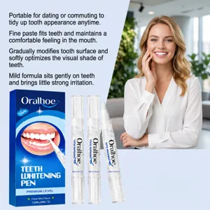 Portable teeth whitening pen set with mint flavor for bright smile and gentle oral care.