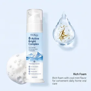 Oralhoe 8-Active Bright Complex Schaum-Zahnpasta mit frischem Minzgeschmack für die Zahnpflege.