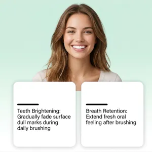 Close-up detail shot showcasing teeth whitening and fresh breath benefits, ideal oral care visual.
