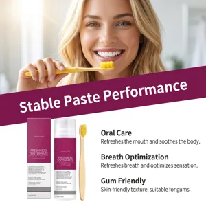 Detailed view of refreshing toothpaste and natural bamboo toothbrush for daily gentle oral care.