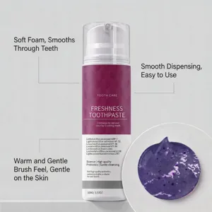 Freshness foam toothpaste pump bottle with probiotic gentle cleaning and smooth texture 100g