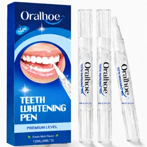 Oralhoe teeth whitening pen set, mint flavor dental care gel, 3pcs portable clean tool.