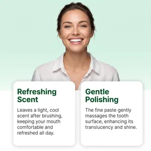 ORALHOE mint toothpaste detail image showcasing refreshing scent and gentle teeth polishing.