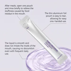 Portable liquid mouthwash travel stick packet, 12ml fresh breath oral hygiene care clean.