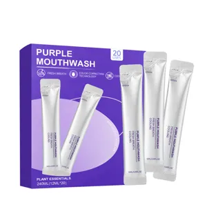 Purple Mouthwash Portable Travel Pack Fresh Breath Oral Cleaning 20 Sticks 240ml