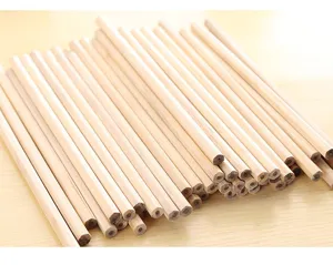 Unsharpened raw wood hexagonal HB pencils, natural sketch writing wooden stationery batch for kids