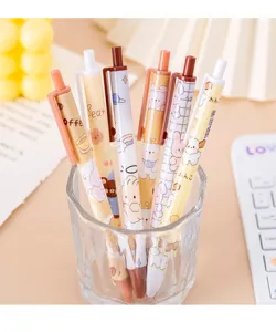 Joli ensemble de stylos gel de dessin animé avec motifs d'ours et de chiots pour étudiants.