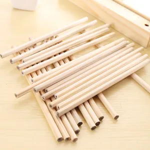 Natural wood unsharpened pencils set hexagonal HB sketching writing stationery supplies for school