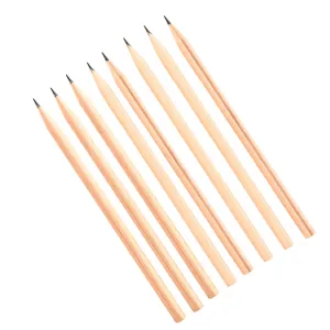 Set of 8 unsharpened raw wood HB pencils for sketching, writing, and school stationery use.