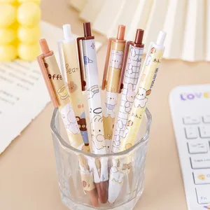Set de stylos gel kawaii avec des motifs d'ours et de lapins pour les écoliers et étudiants.