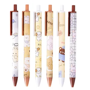 Set de stylos gel kawaii dessin animé mignons papeterie d'écriture scolaire 6pcs