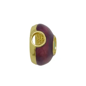 Goldfarbene Metall lila Stein ovale große Loch Abstandshalter Perle Detailansicht Schmuck