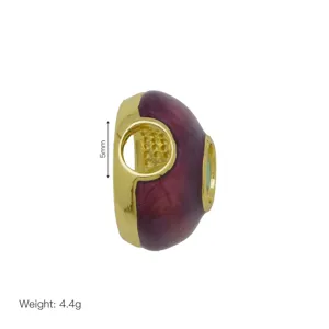 Nahaufnahme Detail der lila-goldenen Perle, 5mm Großloch, 4.4g DIY Zubehör Charm.