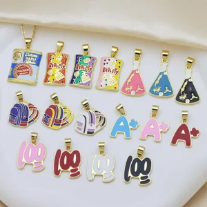 Colgante de Tendencia de Cobre Gota de Esmalte Regalo de Estudiante Joyería Mochila Colorida Frasco Letras Encanto Accesorios de Joyería Fai da Te Colgante Solo