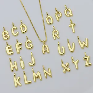 Hip Hop 3D Bolla Palloncino Alfabeto Ciondolo Lucido Oro Galvanico Rame Lettera Iniziale Inglese Charm Per Fai Da Te Collana Creazione